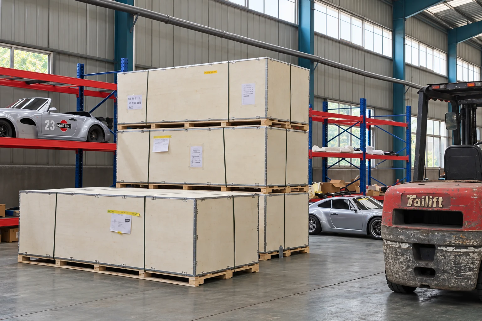 AI-enhanced view of packing and shipment preparation based on supplied factory material