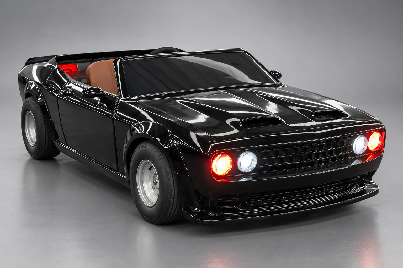 AI-assisted studio presentation of the muscle junior car based on supplied product photos