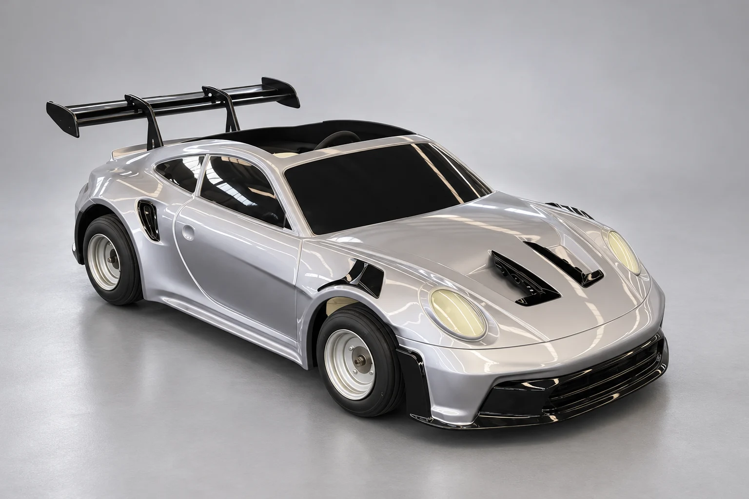 AI-assisted studio presentation of the gt3 standard junior car based on supplied product photos