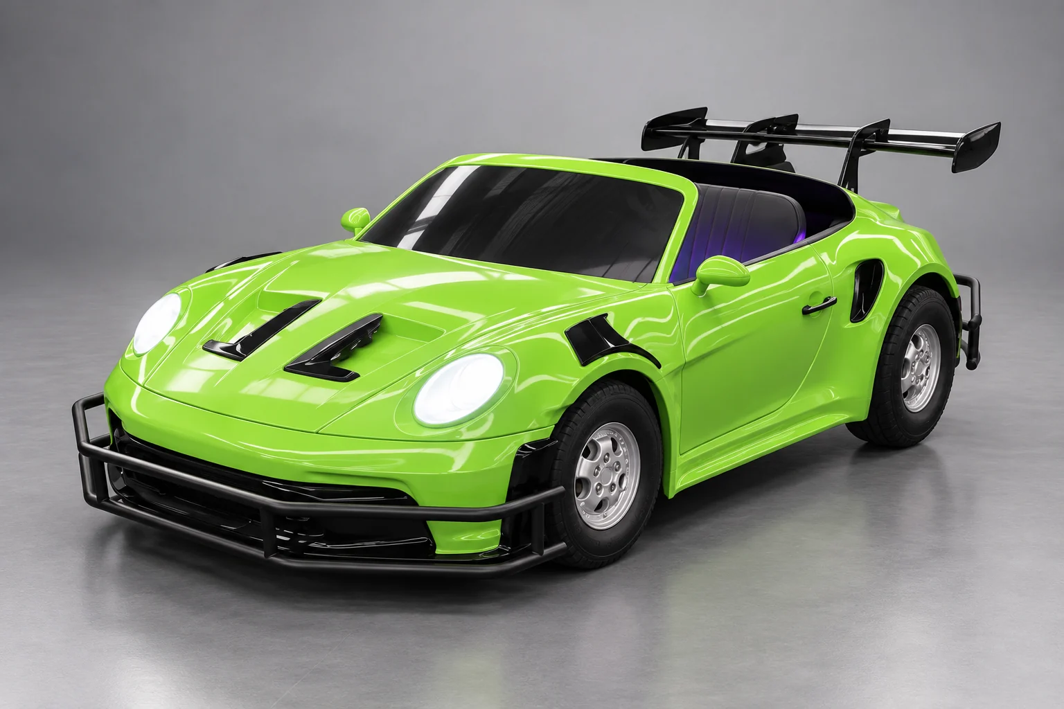 AI-assisted studio presentation of the gt3 double junior car based on supplied product photos