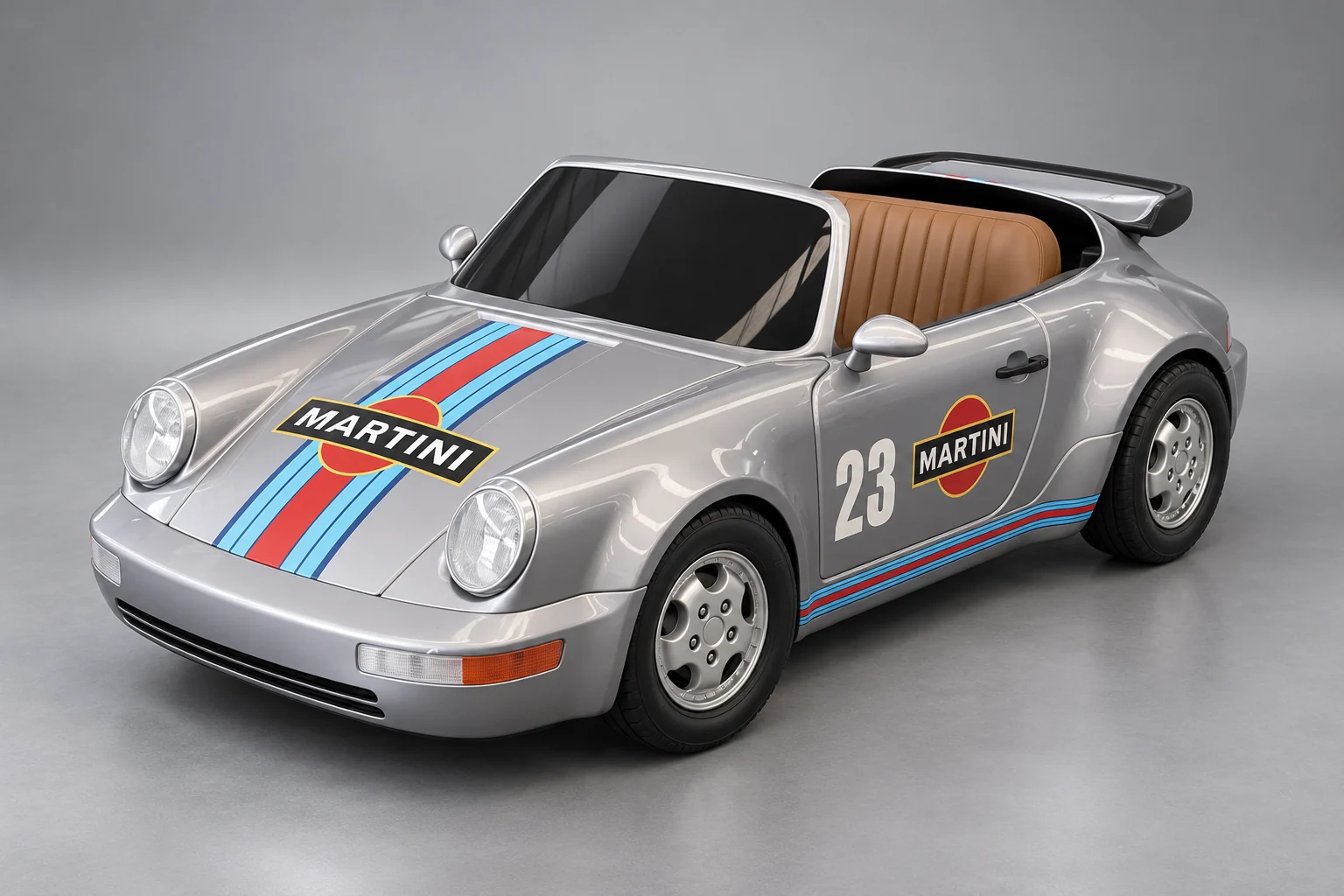 AI-assisted studio presentation of the 964 cabriolet junior car based on supplied product photos